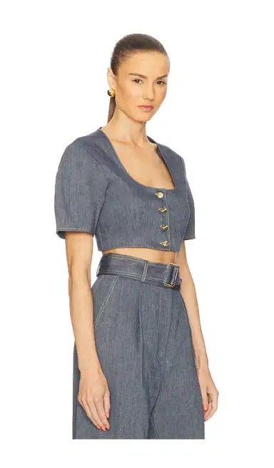 Matthew Bruch Apron Puff Sleeve Crop Top | Thumbnail 2 Matthew Bruch Apron Puff Sleeve Crop Top | Thumbnail 2