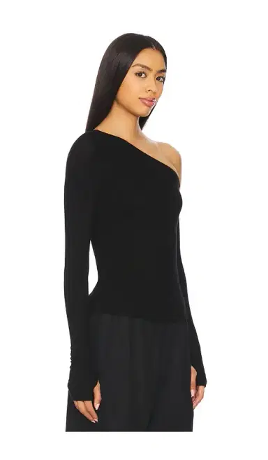 Michael Lauren Magdaleno Long Sleeve Asymmetrical Fitted Cold Shoulder Top | Thumbnail 2 Michael Lauren Magdaleno Long Sleeve Asymmetrical Fitted Cold Shoulder Top | Thumbnail 2