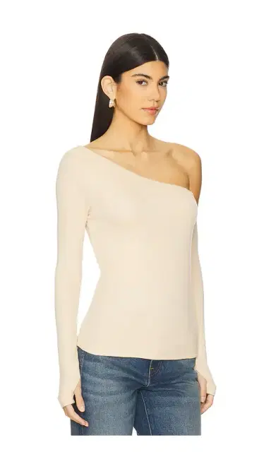 Michael Lauren Magdaleno Long Sleeve Asymmetrical Fitted Cold Shoulder Top | Thumbnail 2 Michael Lauren Magdaleno Long Sleeve Asymmetrical Fitted Cold Shoulder Top | Thumbnail 2
