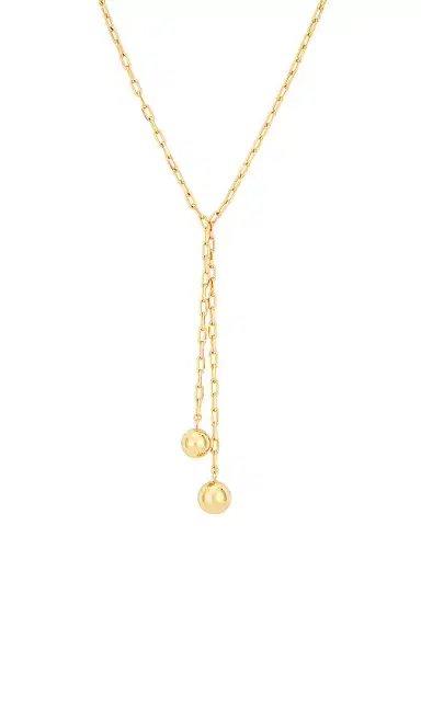 By Adina Eden Double Ball Link Drop Lariat Necklace | Thumbnail 2 By Adina Eden Double Ball Link Drop Lariat Necklace | Thumbnail 2