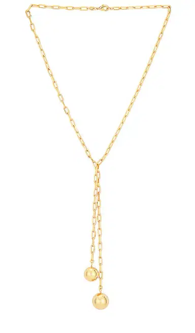 By Adina Eden Double Ball Link Drop Lariat Necklace | Thumbnail 1 By Adina Eden Double Ball Link Drop Lariat Necklace | Thumbnail 1