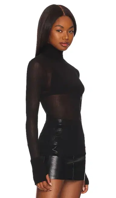 ENZA COSTA Mesh Cuffed Turtleneck | Thumbnail 2 ENZA COSTA Mesh Cuffed Turtleneck | Thumbnail 2