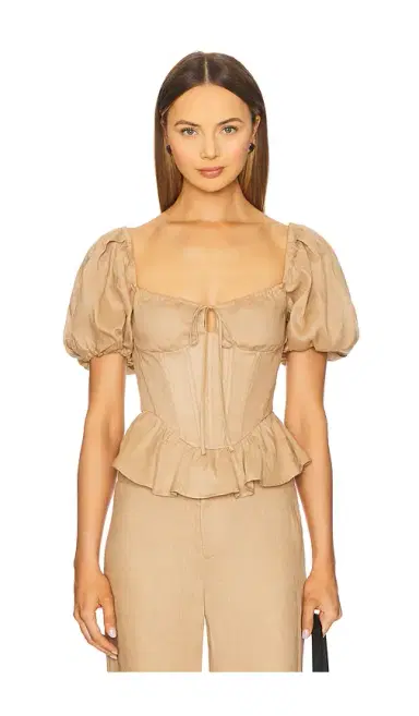 Bardot Esra Puff Sleeve Corset Top | Thumbnail 1 Bardot Esra Puff Sleeve Corset Top | Thumbnail 1