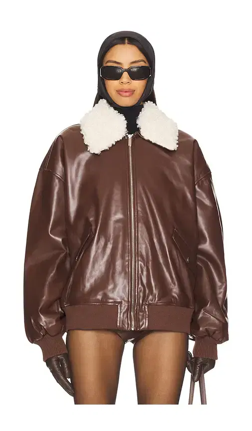 Faux Sherpa Collar Bomber Jacket Faux Sherpa Collar Bomber Jacket
