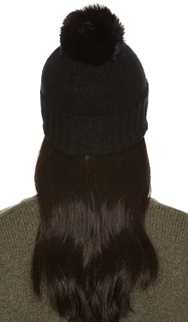 Hat Attack Cashmere Slouchy Cuff Beanie with Faux Fur Pom | Thumbnail 2 Hat Attack Cashmere Slouchy Cuff Beanie with Faux Fur Pom | Thumbnail 2