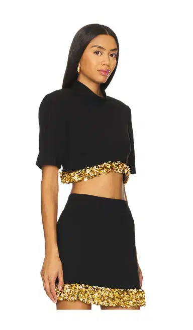SIMKHAI Jalen Short Sleeve Cropped Top | Thumbnail 2 SIMKHAI Jalen Short Sleeve Cropped Top | Thumbnail 2