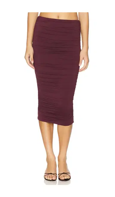 SEROYA Darcy Mid Rise Ruched Midi Skirt | Thumbnail 2 SEROYA Darcy Mid Rise Ruched Midi Skirt | Thumbnail 2