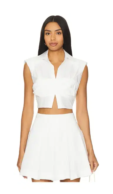 SIMKHAI Emie Cropped Box Sleeve Top | Thumbnail 1 SIMKHAI Emie Cropped Box Sleeve Top | Thumbnail 1
