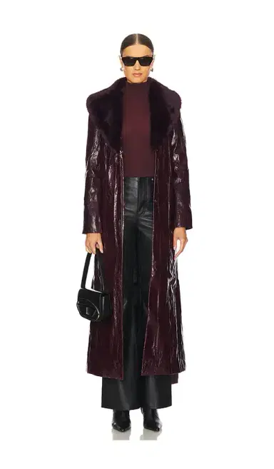 Kim Shui Bordeaux Faux Fur Collar Coat | Thumbnail 2 Kim Shui Bordeaux Faux Fur Collar Coat | Thumbnail 2