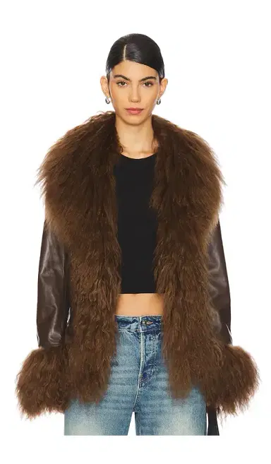 Susanna Chow Dorothy Leather Coat With Fur Trim | Thumbnail 1 Susanna Chow Dorothy Leather Coat With Fur Trim | Thumbnail 1