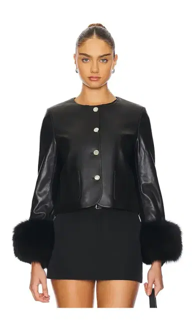 Susanna Chow Dawson Leather Jacket With Fur Trim | Thumbnail 2 Susanna Chow Dawson Leather Jacket With Fur Trim | Thumbnail 2