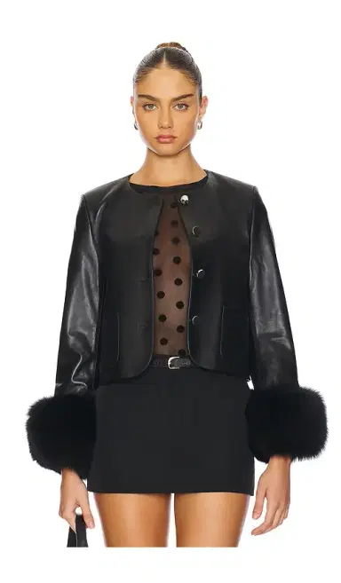 Susanna Chow Dawson Leather Jacket With Fur Trim | Thumbnail 1 Susanna Chow Dawson Leather Jacket With Fur Trim | Thumbnail 1