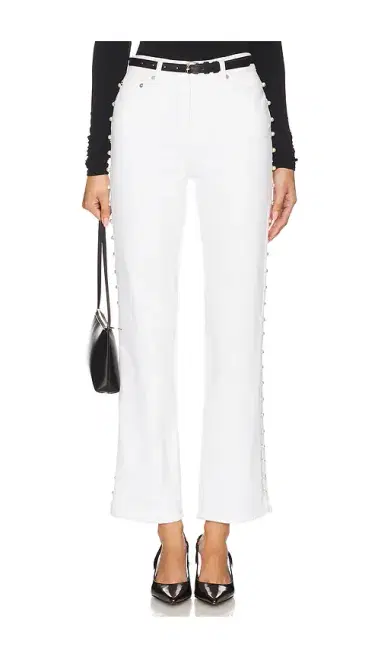 SIMKHAI Amelia High Rise Pearl Embellished Denim Jeans | Thumbnail 2 SIMKHAI Amelia High Rise Pearl Embellished Denim Jeans | Thumbnail 2