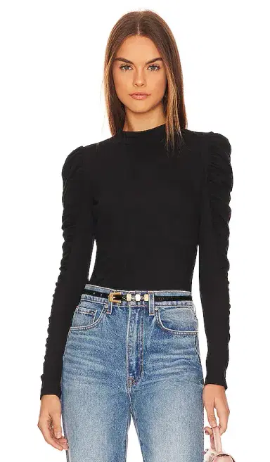 Bobi Shirred Sleeve Turtleneck Top | Thumbnail 1 Bobi Shirred Sleeve Turtleneck Top | Thumbnail 1