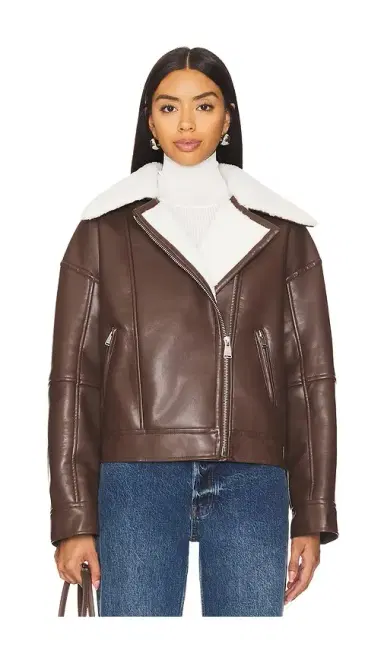 SIMKHAI Nyx Faux Leather Sherpa Moto Jacket | Thumbnail 2 SIMKHAI Nyx Faux Leather Sherpa Moto Jacket | Thumbnail 2