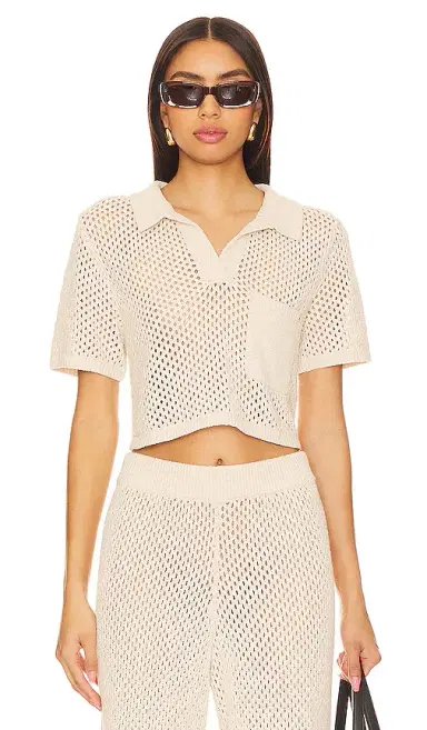 Onia Crochet Cropped Polo Top | Thumbnail 1 Onia Crochet Cropped Polo Top | Thumbnail 1