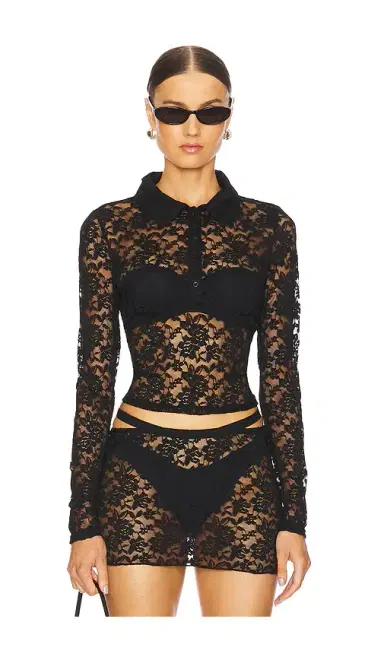 LIONESS Black Swan Polo Top | Thumbnail 1 LIONESS Black Swan Polo Top | Thumbnail 1