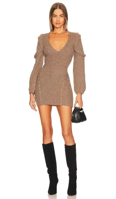 Michael Costello x REVOLVE Malina Deep V Neck Knit Dress | Thumbnail 1 Michael Costello x REVOLVE Malina Deep V Neck Knit Dress | Thumbnail 1