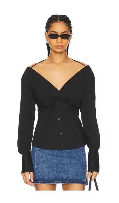 Good American Poplin Off Shoulder Top | Thumbnail 1 Good American Poplin Off Shoulder Top | Thumbnail 1