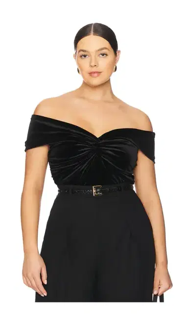Good American Velvet Off Shoulder Top | Thumbnail 2 Good American Velvet Off Shoulder Top | Thumbnail 2