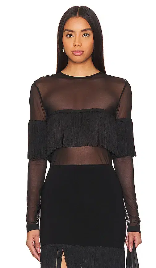 Long Sleeve Crewneck Fringe Top Long Sleeve Crewneck Fringe Top