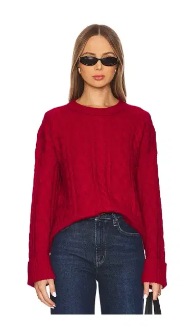 Autumn Cashmere Oversize Cable Crew With Turn Back Cuffs | Thumbnail 1 Autumn Cashmere Oversize Cable Crew With Turn Back Cuffs | Thumbnail 1