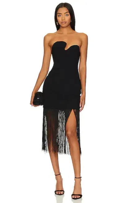 Amanda Uprichard Puzzle Strapless With Fringe Dress | Thumbnail 1 Amanda Uprichard Puzzle Strapless With Fringe Dress | Thumbnail 1