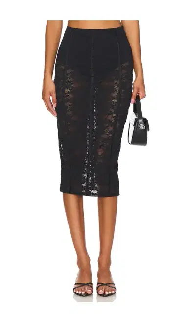 Fleur du Mal Le Stretch Lace Pencil Skirt | Thumbnail 1 Fleur du Mal Le Stretch Lace Pencil Skirt | Thumbnail 1