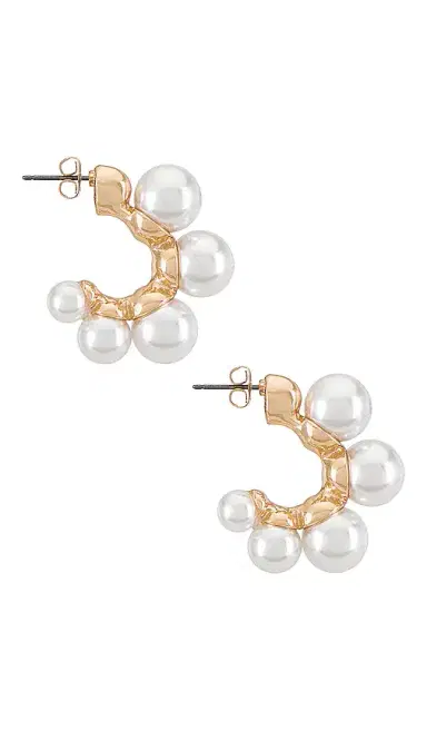 Ettika Large Pearl Mini Hoops | Thumbnail 2 Ettika Large Pearl Mini Hoops | Thumbnail 2