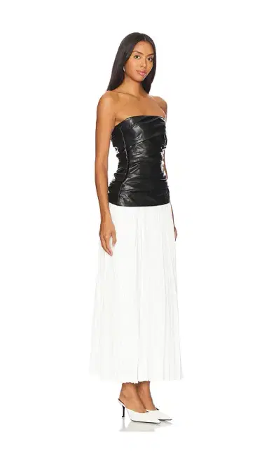 SIMKHAI Arie Faux Leather Bustier Midi Dress | Thumbnail 2 SIMKHAI Arie Faux Leather Bustier Midi Dress | Thumbnail 2