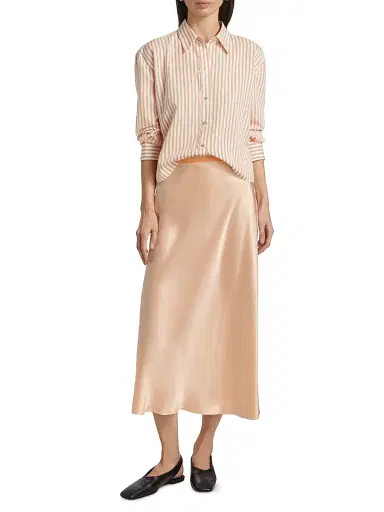 Vince Women's Till Stripe Cropped Shirt - Marigold Off White | Thumbnail 2 Vince Women's Till Stripe Cropped Shirt - Marigold Off White | Thumbnail 2