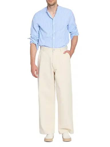 Officine Générale Men's Nemir Straight-Leg Jeans - Ecru | Thumbnail 1 Officine Générale Men's Nemir Straight-Leg Jeans - Ecru | Thumbnail 1