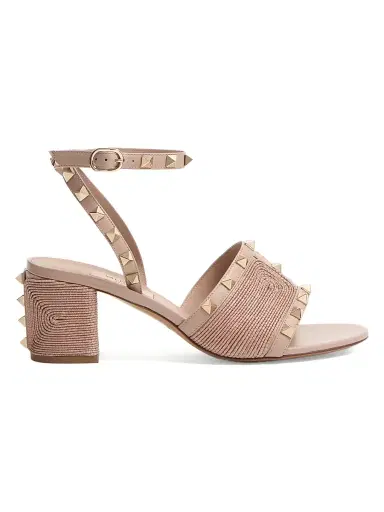 Valentino Garavani Women's Rockstud Calfskin Sandals 60MM - Beige Rose - Size 5.5 | Thumbnail 1 Valentino Garavani Women's Rockstud Calfskin Sandals 60MM - Beige Rose - Size 5.5 | Thumbnail 1
