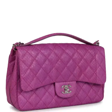 Chanel Pre-owned Chanel Medium Easy Carry Flap Bag Purple Python Silver Hardware | Thumbnail 2 Chanel Pre-owned Chanel Medium Easy Carry Flap Bag Purple Python Silver Hardware | Thumbnail 2