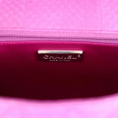 Chanel Pre-owned Chanel Medium Easy Carry Flap Bag Purple Python Silver Hardware | Thumbnail 9 Chanel Pre-owned Chanel Medium Easy Carry Flap Bag Purple Python Silver Hardware | Thumbnail 9