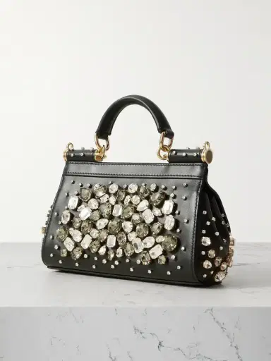 Dolce & Gabbana Sicily Small Crystal-embellished Leather Shoulder Bag | Thumbnail 3 Dolce & Gabbana Sicily Small Crystal-embellished Leather Shoulder Bag | Thumbnail 3