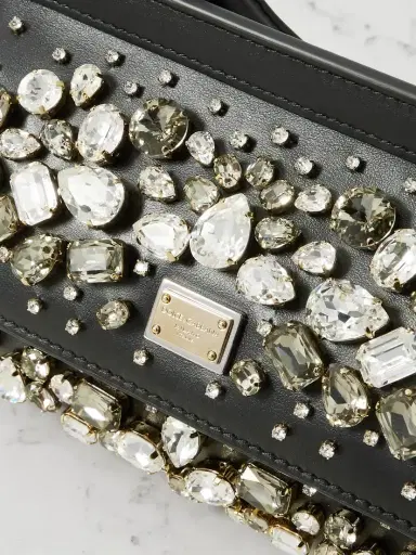 Dolce & Gabbana Sicily Small Crystal-embellished Leather Shoulder Bag | Thumbnail 4 Dolce & Gabbana Sicily Small Crystal-embellished Leather Shoulder Bag | Thumbnail 4