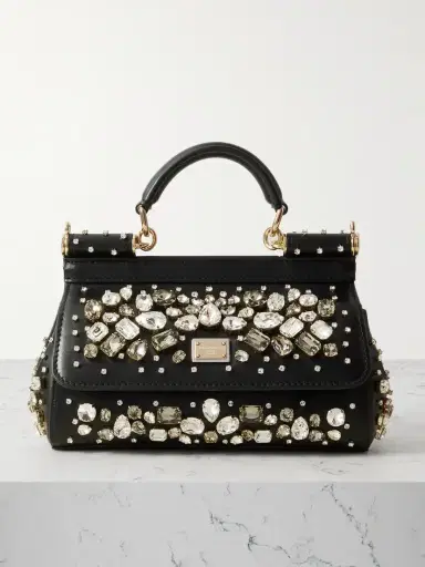 Dolce & Gabbana Sicily Small Crystal-embellished Leather Shoulder Bag | Thumbnail 1 Dolce & Gabbana Sicily Small Crystal-embellished Leather Shoulder Bag | Thumbnail 1
