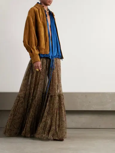 Saint Laurent Ruffled Satin-jersey Blouse | Thumbnail 2 Saint Laurent Ruffled Satin-jersey Blouse | Thumbnail 2