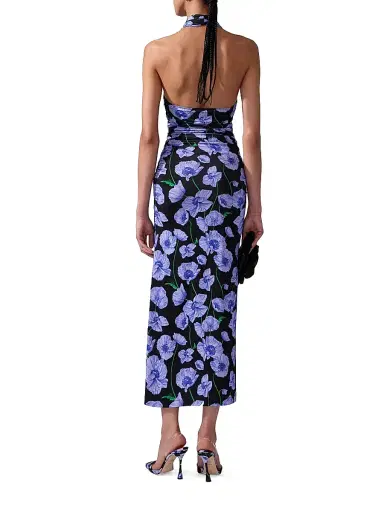 Carolina Herrera Women's Floral Gathered Halter Midi-Dress - Black Multi | Thumbnail 3 Carolina Herrera Women's Floral Gathered Halter Midi-Dress - Black Multi | Thumbnail 3