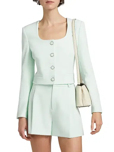 Generation Love Women's Jina Stretch-Crepe Crop Blazer - Seafoam | Thumbnail 3 Generation Love Women's Jina Stretch-Crepe Crop Blazer - Seafoam | Thumbnail 3