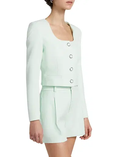 Generation Love Women's Jina Stretch-Crepe Crop Blazer - Seafoam | Thumbnail 4 Generation Love Women's Jina Stretch-Crepe Crop Blazer - Seafoam | Thumbnail 4