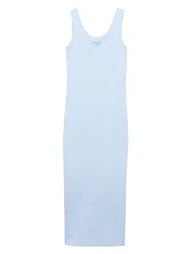 Prada Women's Ribbed Knit Cotton Dress - Light Blue | Thumbnail 1 Prada Women's Ribbed Knit Cotton Dress - Light Blue | Thumbnail 1