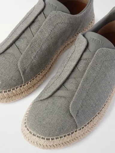 Zegna Triple Stitch™ Leather-Trimmed Canvas Slip-On Sneakers - Men | Thumbnail 5 Zegna Triple Stitch™ Leather-Trimmed Canvas Slip-On Sneakers - Men | Thumbnail 5