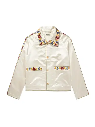 BODE Candyfloss Embroidered Voile-Trimmed Satin Track Jacket - Men | Thumbnail 1 BODE Candyfloss Embroidered Voile-Trimmed Satin Track Jacket - Men | Thumbnail 1
