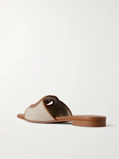 Gucci Canvas-trimmed Leather Slides | Thumbnail 3 Gucci Canvas-trimmed Leather Slides | Thumbnail 3