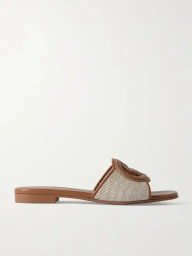 Gucci Canvas-trimmed Leather Slides | Thumbnail 5 Gucci Canvas-trimmed Leather Slides | Thumbnail 5