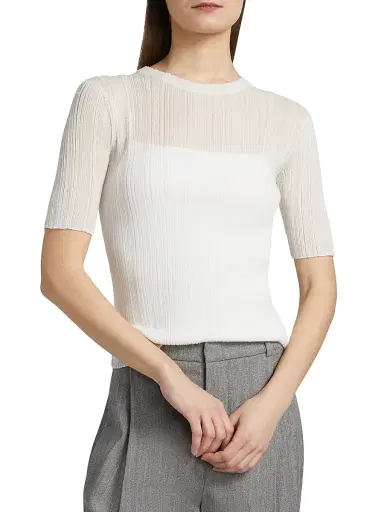 Vince Women's Double Layer Rib-Knit Top | Thumbnail 3 Vince Women's Double Layer Rib-Knit Top | Thumbnail 3