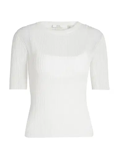 Vince Women's Double Layer Rib-Knit Top | Thumbnail 1 Vince Women's Double Layer Rib-Knit Top | Thumbnail 1