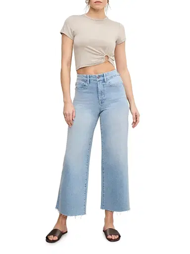 Good American Women's Compression Denim Good Waist Crop Palazzo Jeans - Indigo | Thumbnail 2 Good American Women's Compression Denim Good Waist Crop Palazzo Jeans - Indigo | Thumbnail 2